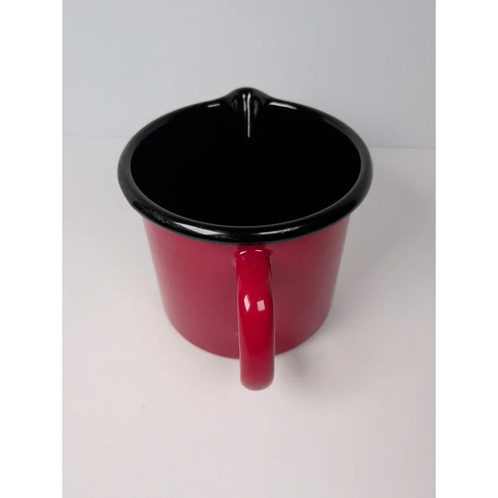 Chantal Red Enamel Metal Measuring Cup Mug w/ Handle Conversion Chart Austria